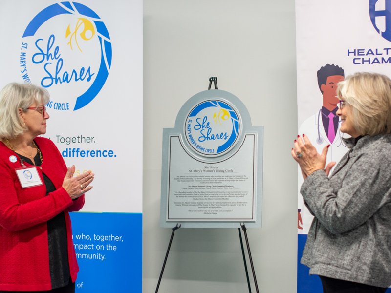 Photo: She Shares Women's Giving Circle plaque unveiling at St. Mary's - December 2023